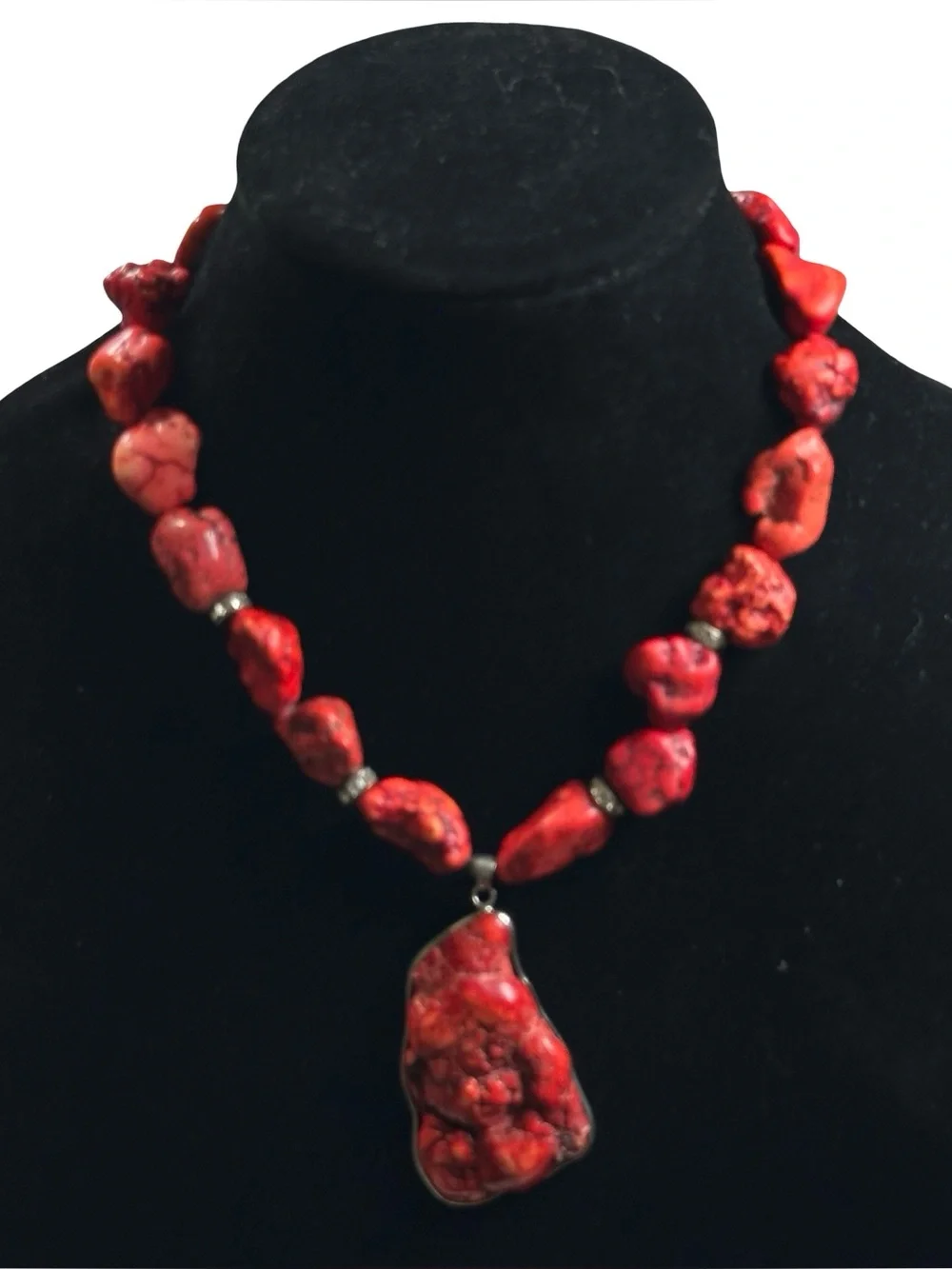 Vtg Brighton Chunky Red Howlite Turquoise Necklace Bracelet Set Signed 18” 7”